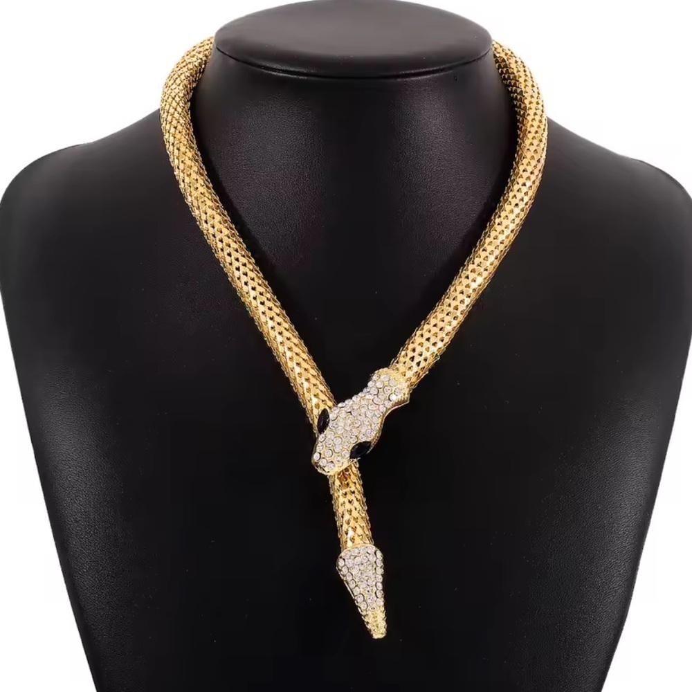 Lux Serpenti serpentine wrap multi diamonds Gold Snake Necklace - Picture 9 of 11